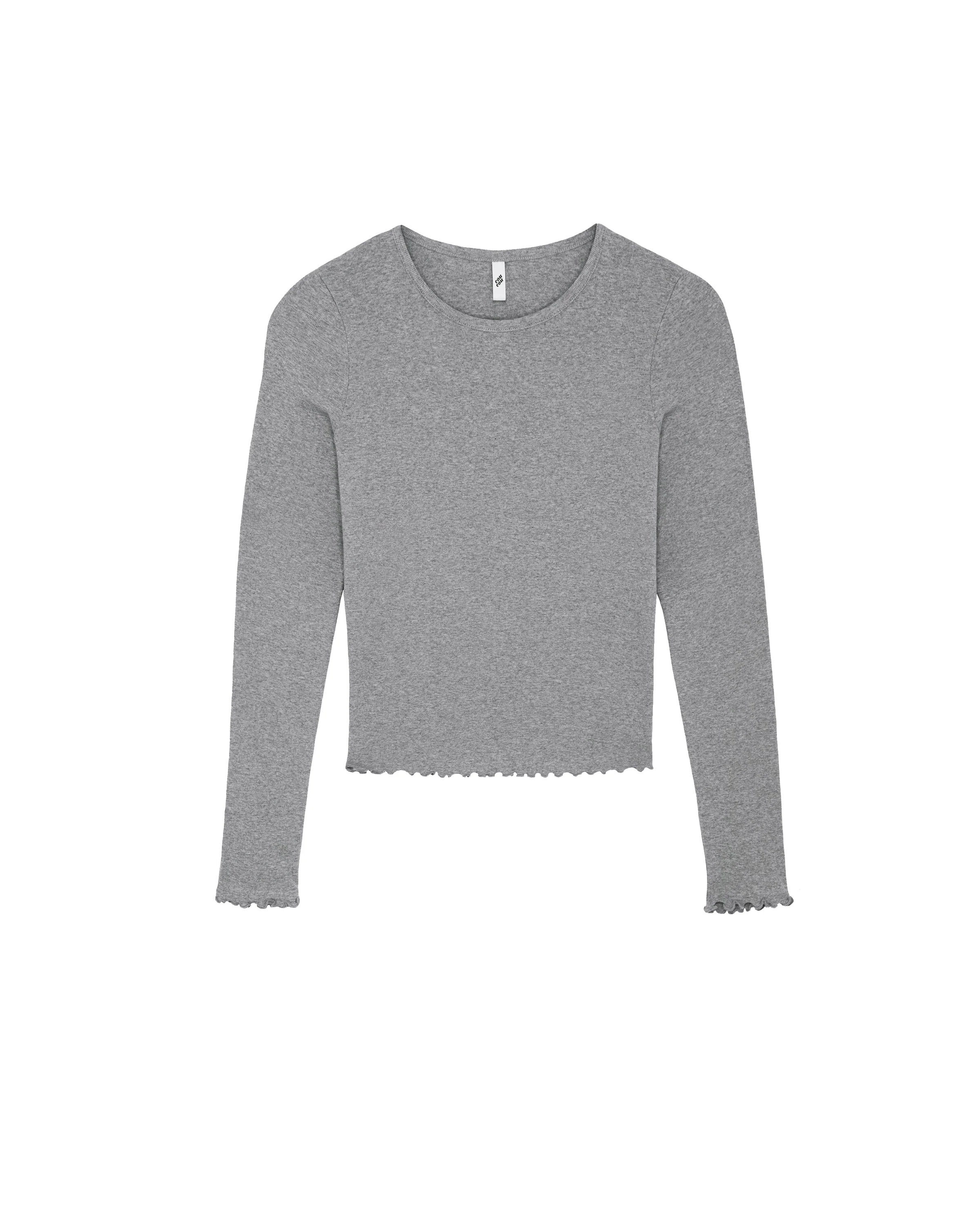 The Frilly Long Sleeve: Cotton Jersey Grey - Image 3