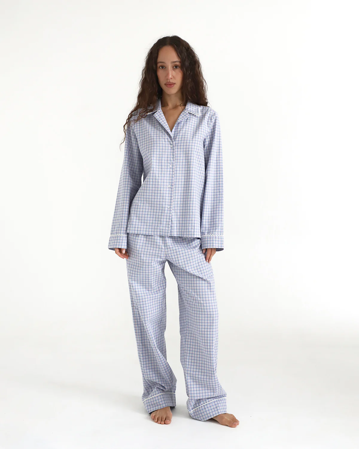 The Pajama Pant: French Poplin Blue Check - Image 4
