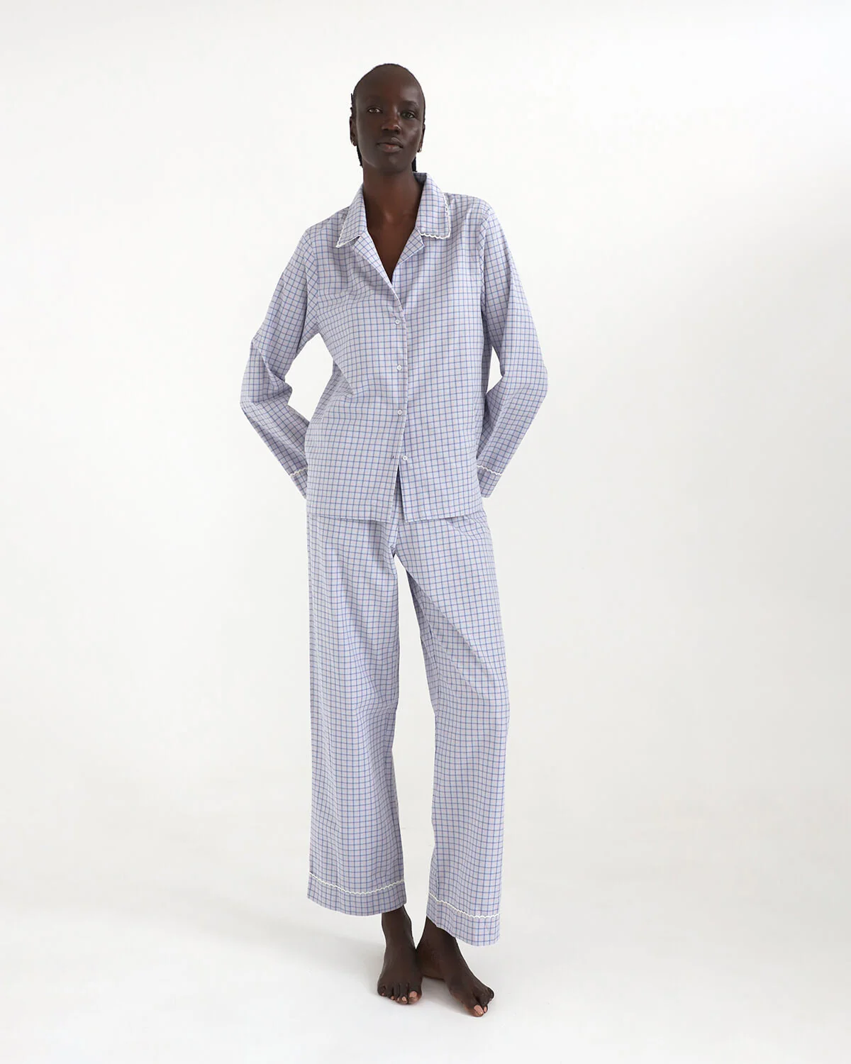 The Pajama Pant: French Poplin Blue Check - Image 6