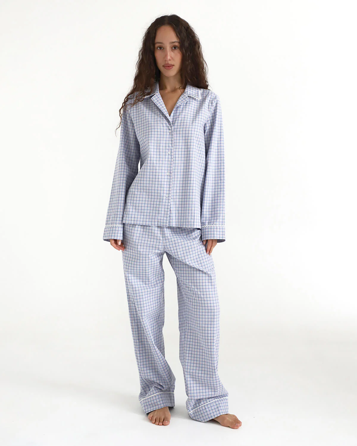 The Pajama Shirt: French Poplin Blue Check - Image 5