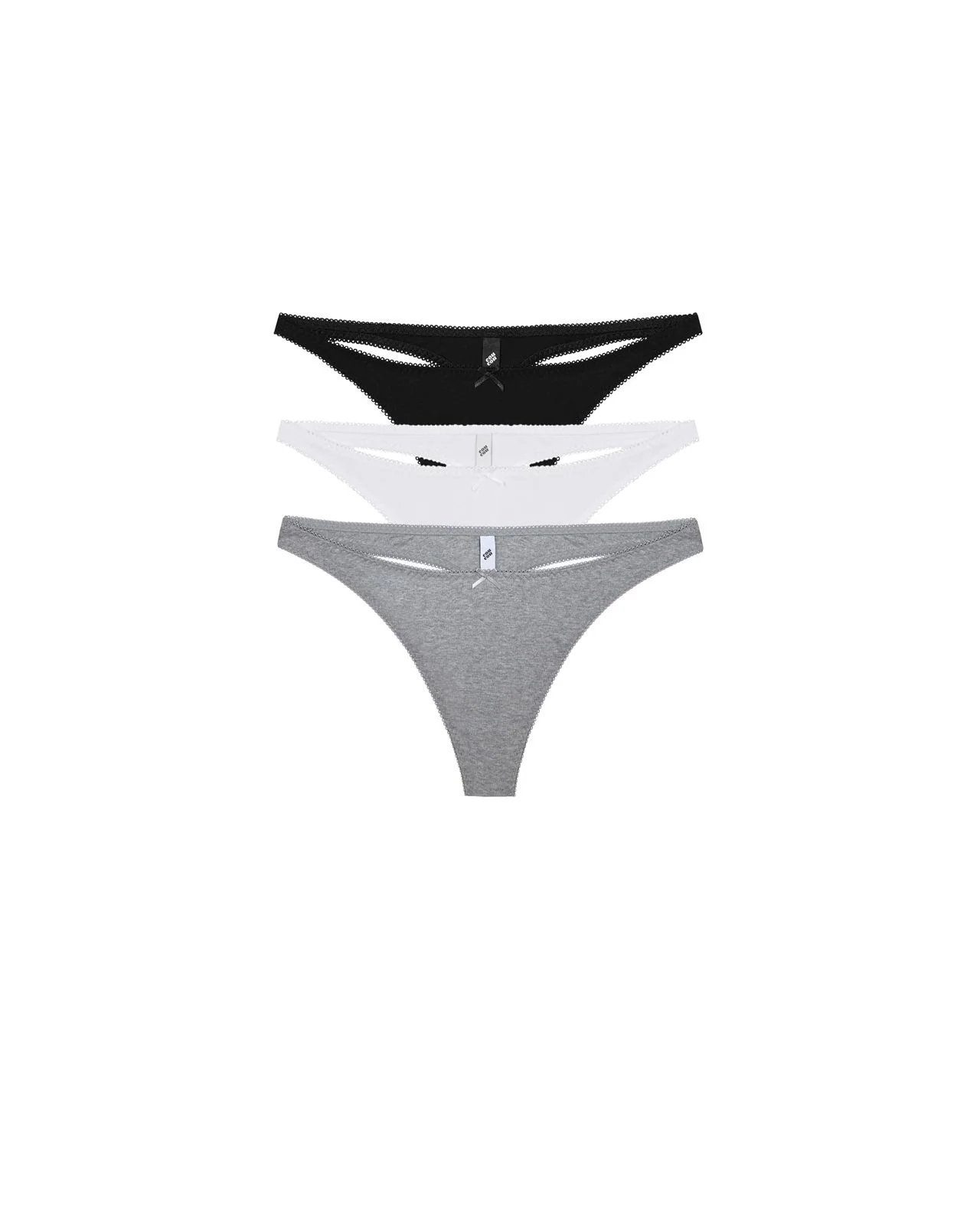 The Thong 3-Pack: Cotton Jersey Black, White & Grey - Image 3